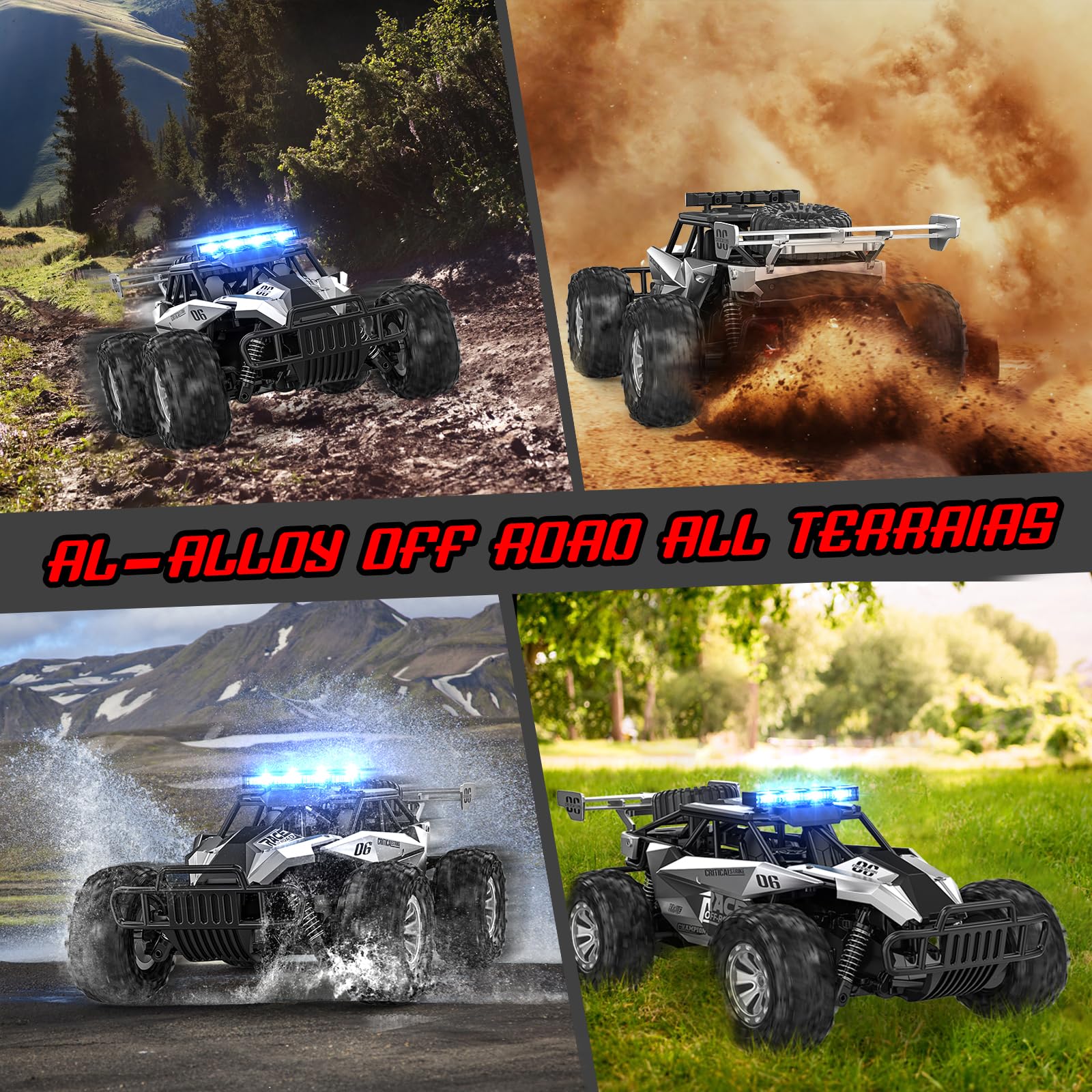 BLUEJAY Remote Control Car, 2.4GHz High Speed 33KM/H RC Cars Toys, 1:12 Monster RC Truck Off Road with LED Headlight and Rechargeable Battery Gifts for Adults Boys 8-12 Nirvana Guru