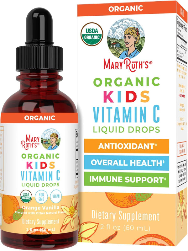 MaryRuth Organics USDA Kids Vitamin C Drops | Vegan Immune Support Supplement for Ages 4-13 | Immune Support & Overall Health | Vitamin C from Organic Acerola Fruit Extract | 2oz - Nirvana Guru