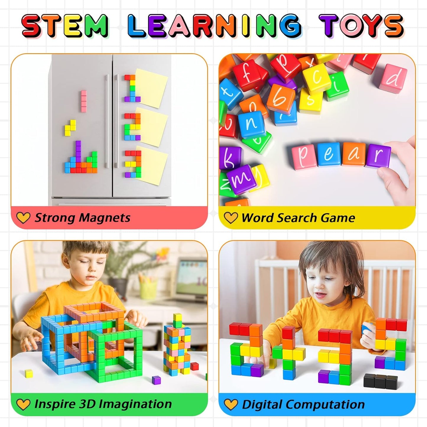 54 PCS Magnetic Blocks, Magnetic Building Blocks for Toddlers 3+, Montessori Toys, Magnet Cubes, Preschool STEM Educational Sensory Magnet Toys for Kids Ages 3-5 Year Old Boys and Girls Nirvana Guru