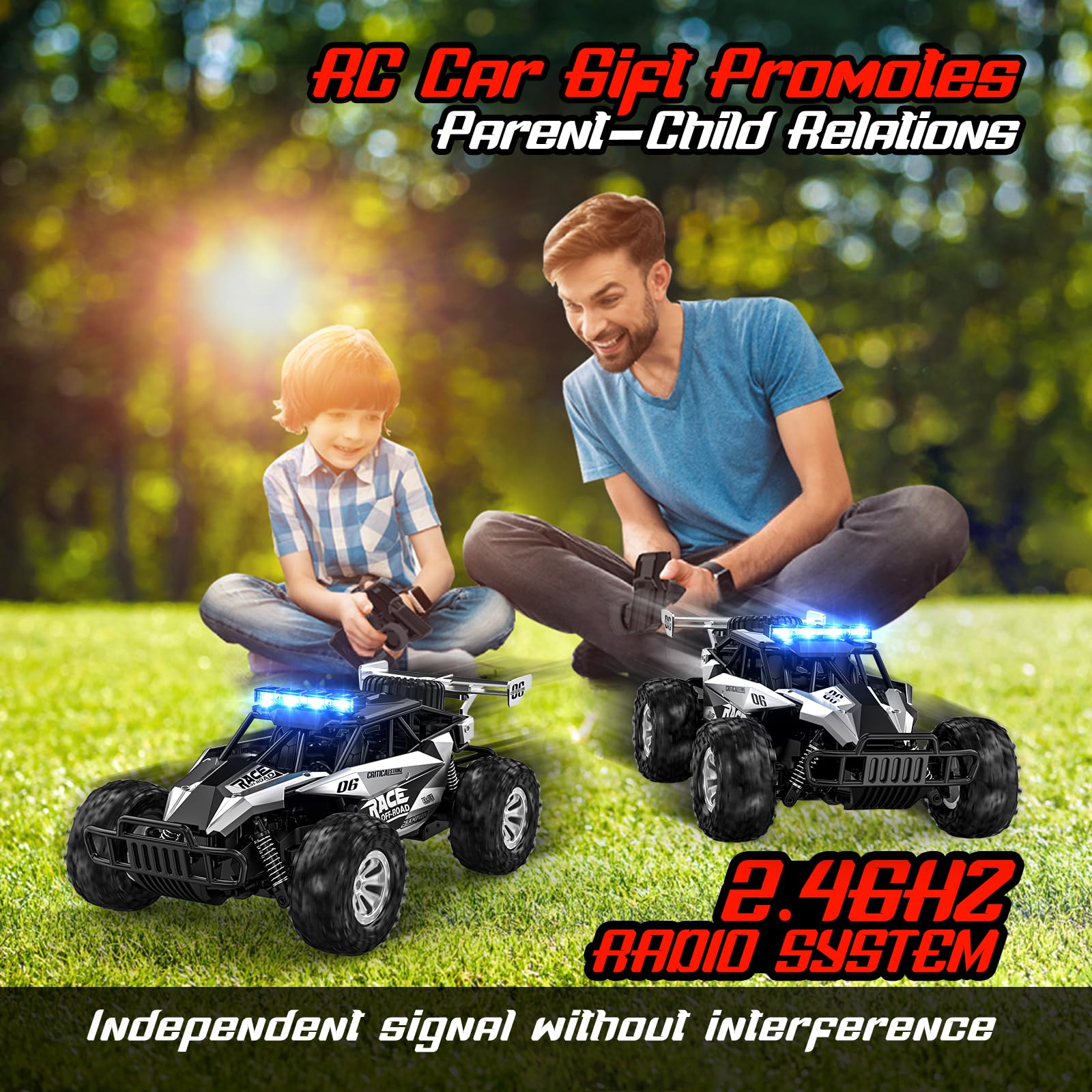 BLUEJAY Remote Control Car, 2.4GHz High Speed 33KM/H RC Cars Toys, 1:12 Monster RC Truck Off Road with LED Headlight and Rechargeable Battery Gifts for Adults Boys 8-12 Nirvana Guru