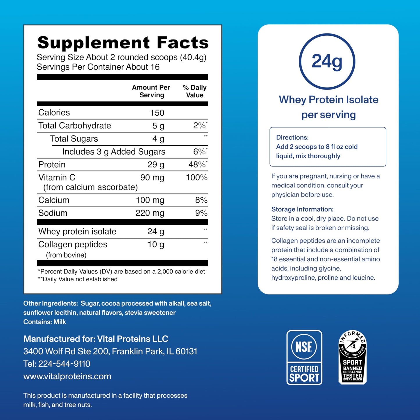 Vital Proteins Whey Protein Powder+ Collagen Peptides, 24g Protein Supporting Recovery & Joint Health, with Vitamin C, About 16 Servings - Vanilla 21.7oz - Nirvana Guru