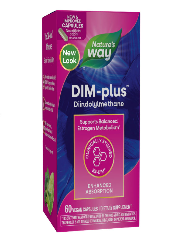 Nature's Way DIM-Plus, DIM Supplement, Supports Balanced Estrogen Metabolism*, Supports Estrogen Hormone Balance*, Diindolylmethane, 120 Vegan Capsules (Packaging May Vary) - Nirvana Guru