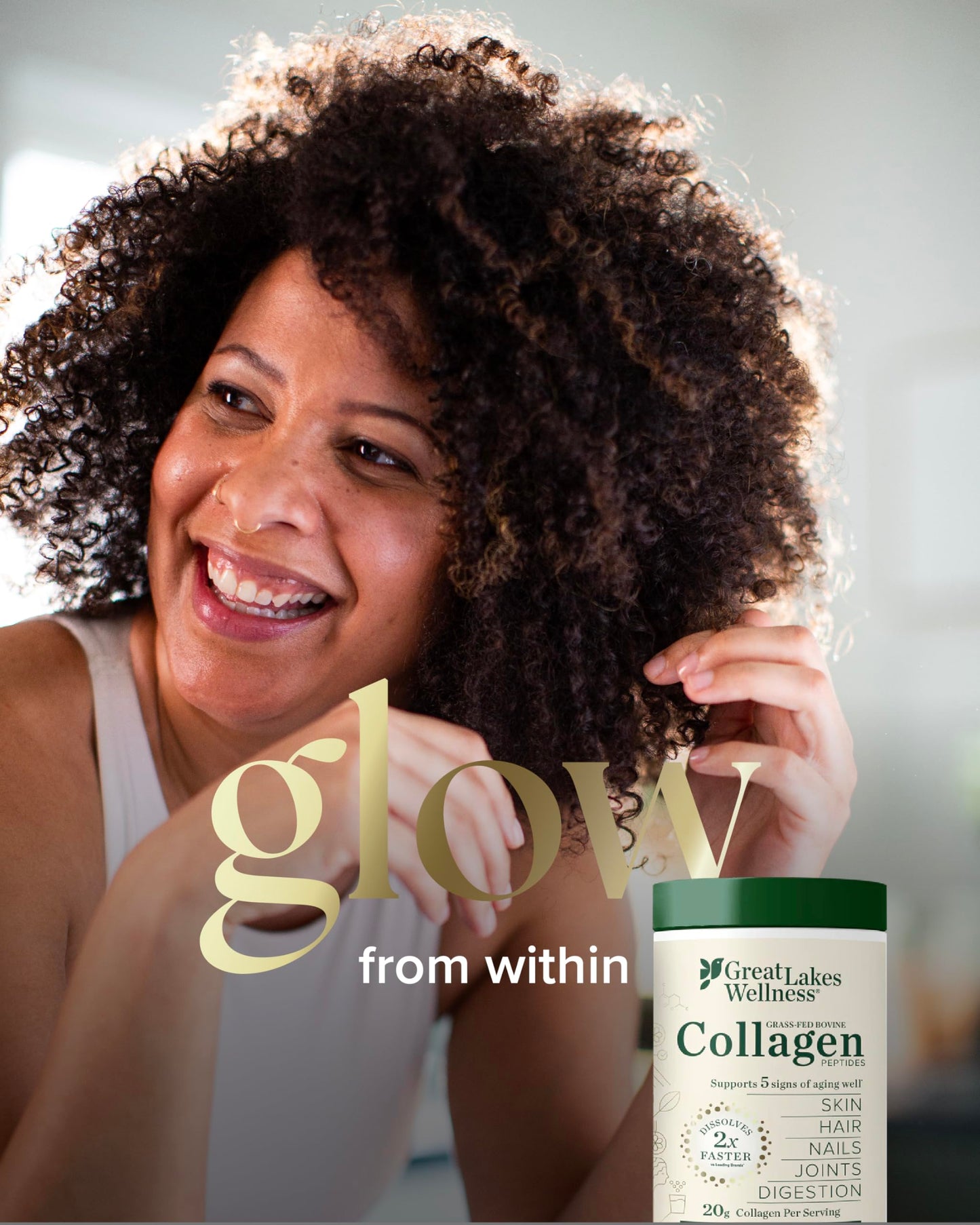 Great Lakes Wellness Collagen Peptides Powder for Skin, Hair, Nails, Joints & Digestion - Unflavored - Quick Dissolve Hydrolyzed, Non-GMO, Keto, Kosher - 16oz