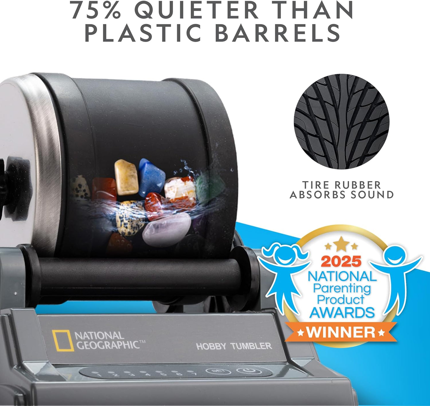 Blue Marble National Geographic Rock Tumbler Kit – Hobby Edition Includes Rough Gemstones, and 4 Polishing Grits, Great STEM Science Kit for Geology Enthusiasts, Rock Polisher for Kids and Adults Nirvana Guru