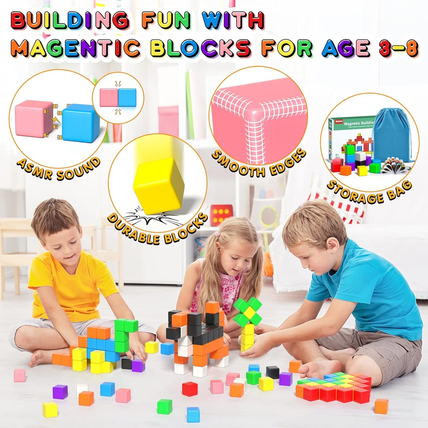 54 PCS Magnetic Blocks, Magnetic Building Blocks for Toddlers 3+, Montessori Toys, Magnet Cubes, Preschool STEM Educational Sensory Magnet Toys for Kids Ages 3-5 Year Old Boys and Girls Nirvana Guru