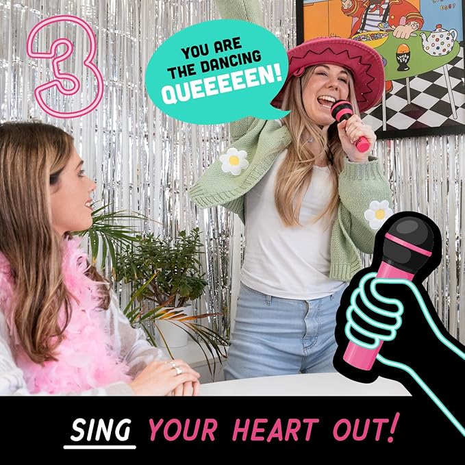 Lucky Egg Official Grab The Mic – Family Karaoke Board Game w/Foam Mic, 8+ Ages, 2-10 Players - Games for Bad Singers w/ 250 Lyrics (125 Cards) for Hilarious Game Nights & Birthday Party, Kids Gift Nirvana Guru