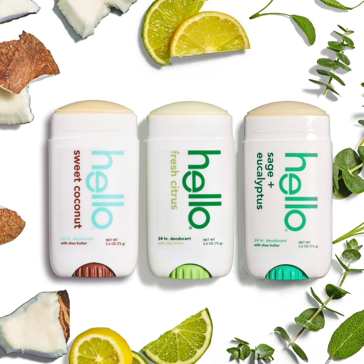 hello Sweet Coconut Deodorant With Shea Butter for Women + Men, Aluminum Free, Baking Soda Free, Parabens Free, 24 Hour Odor Protection, 2.6 Ounce, 2 Pack Nirvana Guru