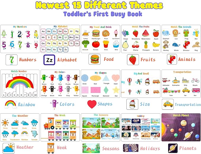 Huijing Montessori Preschool Learning Activities Busy Book - Workbook Activity Binder / Toys for Toddlers, Autism Learning Materials and Tracing Coloring Book nirvanaguru