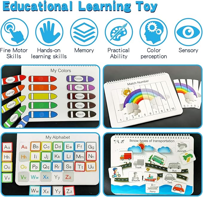 iHarPro Busy Book for Kids, Montessori Toys for Toddlers, Autism Sensory Educational Toys, Toddler Preschool Learning Activity Binder and Early Books - for Boys & Girls Develops Fine Motor Skills nirvanaguru