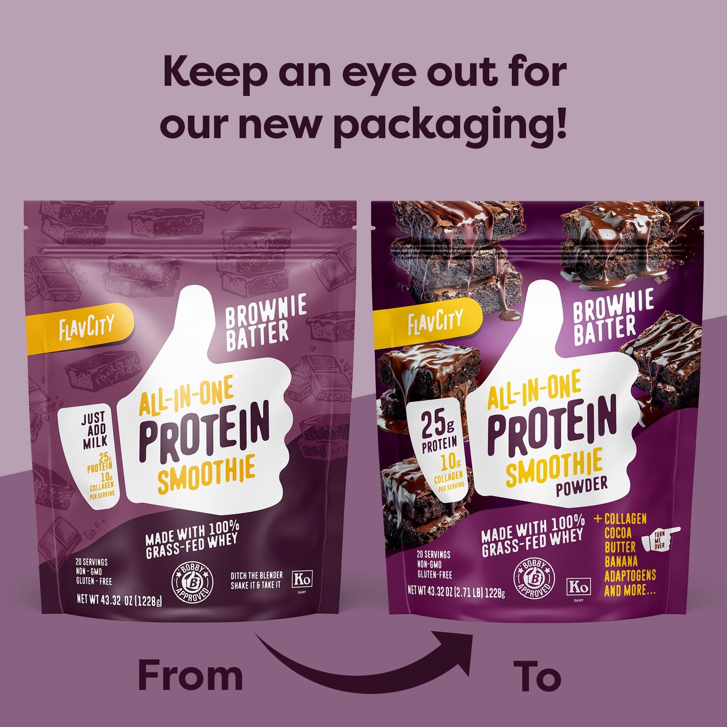 FlavCity Grass Fed Whey Protein Powder - Vanilla Smoothie - 25g Protein & 10g Collagen - Made with Real Vanilla Bean & Organic Coconut Milk - Gluten Free & No Added Sugars (20 Servings)