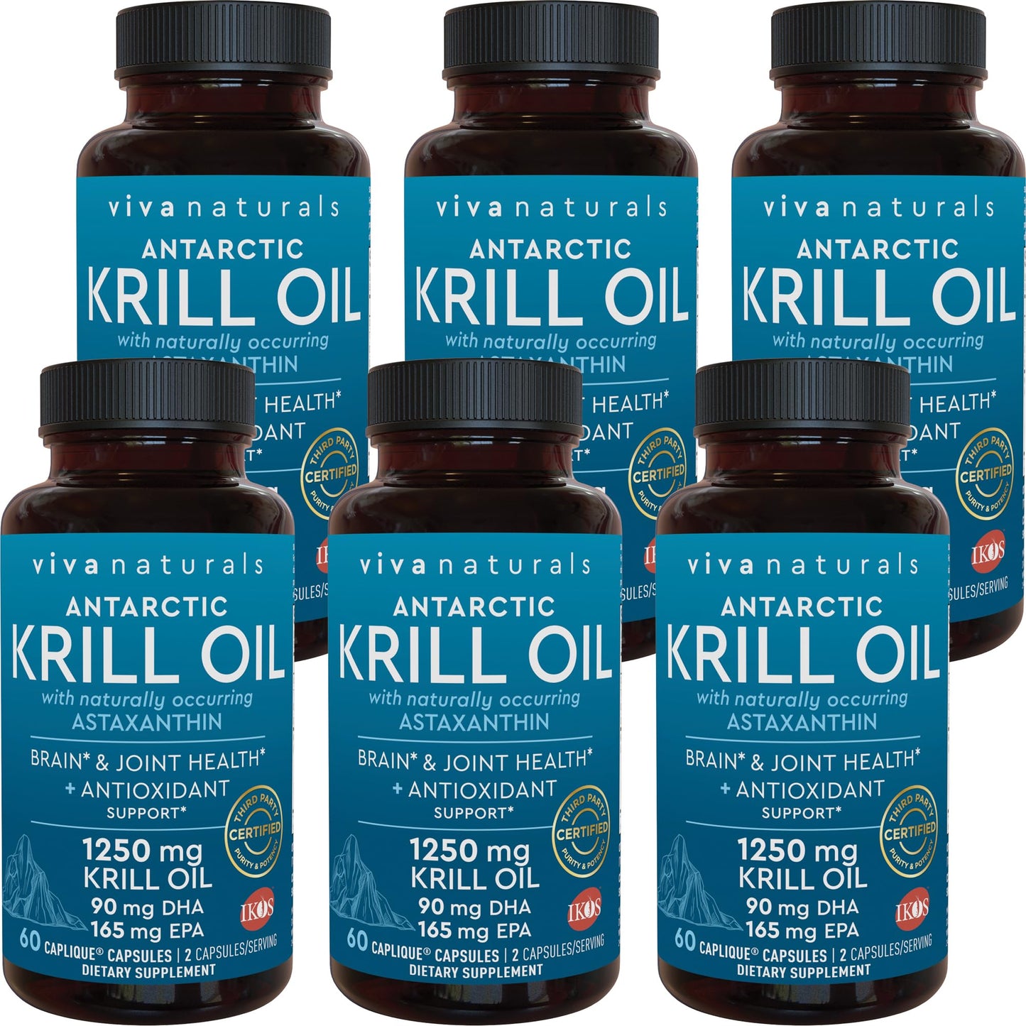 Viva Naturals Antarctic Krill Oil Omega 3 Supplements 1250 mg - DHA EPA Omega-3 & Astaxanthin Concentration for Joint Health, No Fish Burp - 60 Omega 3 Krill Oil Capsules - Nirvana Guru