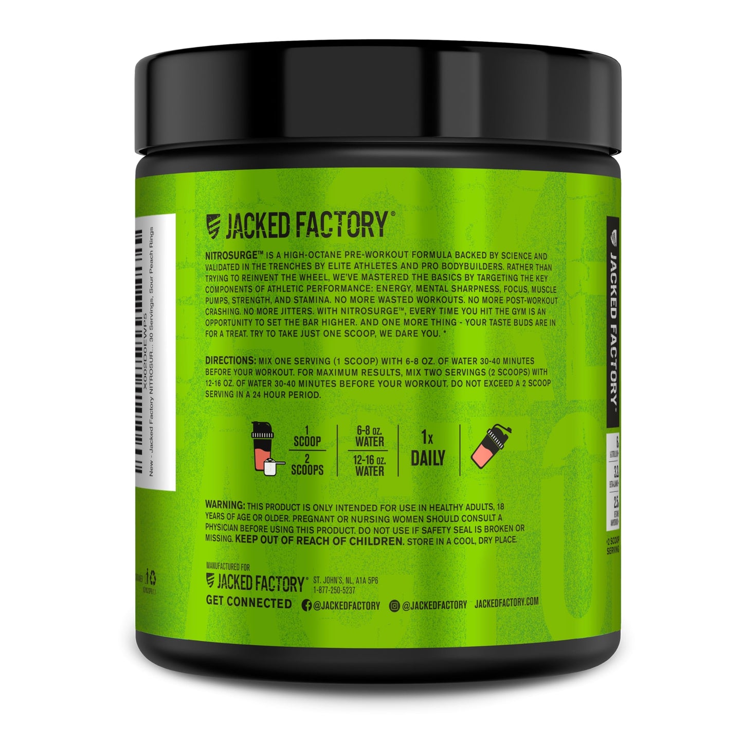 Jacked Factory NITROSURGE Pre Workout Supplement - Energy Booster, Instant Strength Gains, Clear Focus & Intense Pumps - NO Booster & Powerful Preworkout Energy Powder - 30 Servings, Blue Raspberry