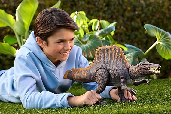 Mattel Jurassic World Rebirth Dinosaur Toy, Tail Thrasher Spinosaurus Action Figure with 2 Attack Moves, Movie-Accurate & Posable, Digital Play nirvanaguru