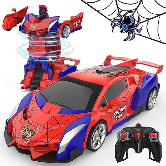 BLUEJAY Transform Rc Cars for Boys 4-7 8-12, 2.4Ghz Remote Control Car 1:18 Scale Transforming Robot, One-Button Deformation 360° Rotation Car Toy Gifts for Boys 3-5 nirvanaguru