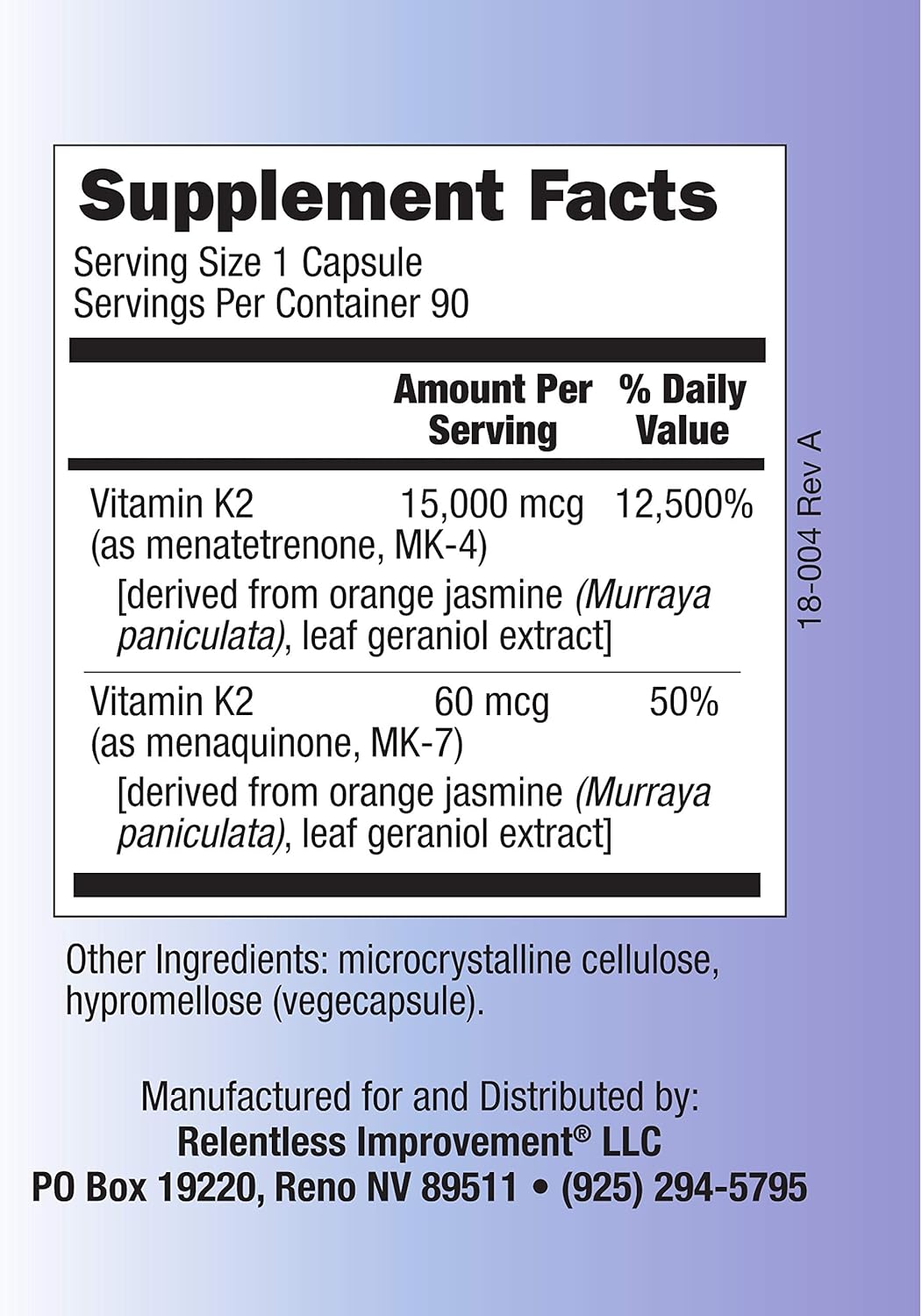 Vitamin K2 MK4 Plus MK7 Vegan Naturally-Derived Vege-Caps 90 Count Nirvana Guru