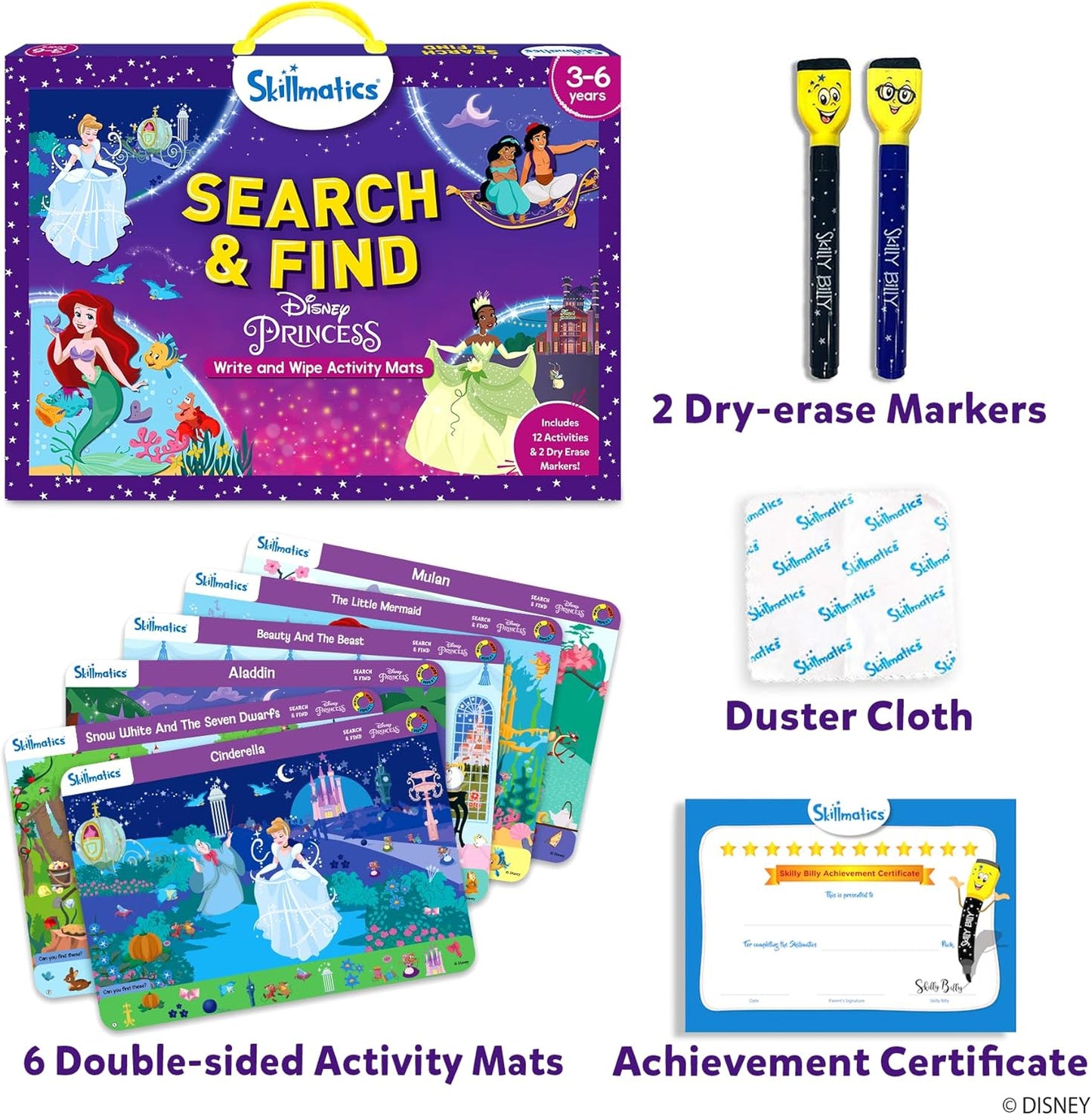 Skillmatics Search and Find Disney Princess Educational Game - Reusable Preschool Learning Activities, Perfect for Toddlers & Kids Who Love Toys, Art & Crafts, Gifts for Boys & Girls Ages 3, 4, 5, 6 Nirvana Guru