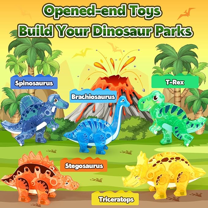 Dinosaur Toys Magnetic Tiles 3D Movable Dinos for Kids 3-5 5-7 Toddler Outdoor Sensory Toys, STEM Educational Magnetic Blocks for 3+ Years Old Boys Girls Kids Toy Nirvana Guru