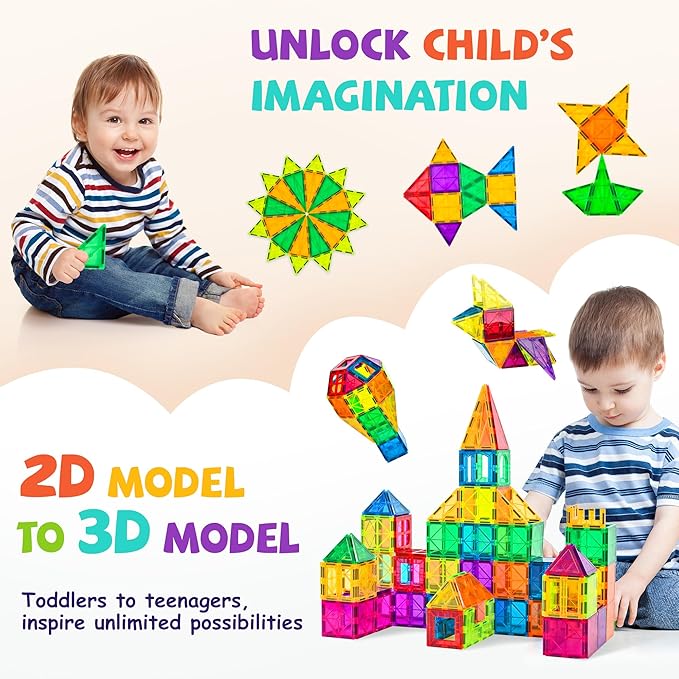 cossy 120Pcs Magnetic Tiles Magnetic 3D Building Blocks Set Educational Construction Toys for 3+ Year Kids with Stronger Magnets, Educational Toys, Recreational, Conventional Nirvana Guru