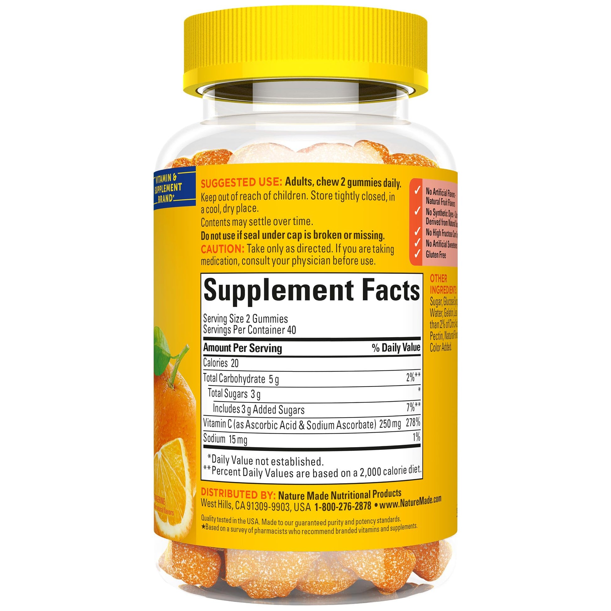 Nature Made Vitamin C 250 mg per serving, Dietary Supplement for Immune Support, 150 Gummies, 75 Day Supply - Nirvana Guru