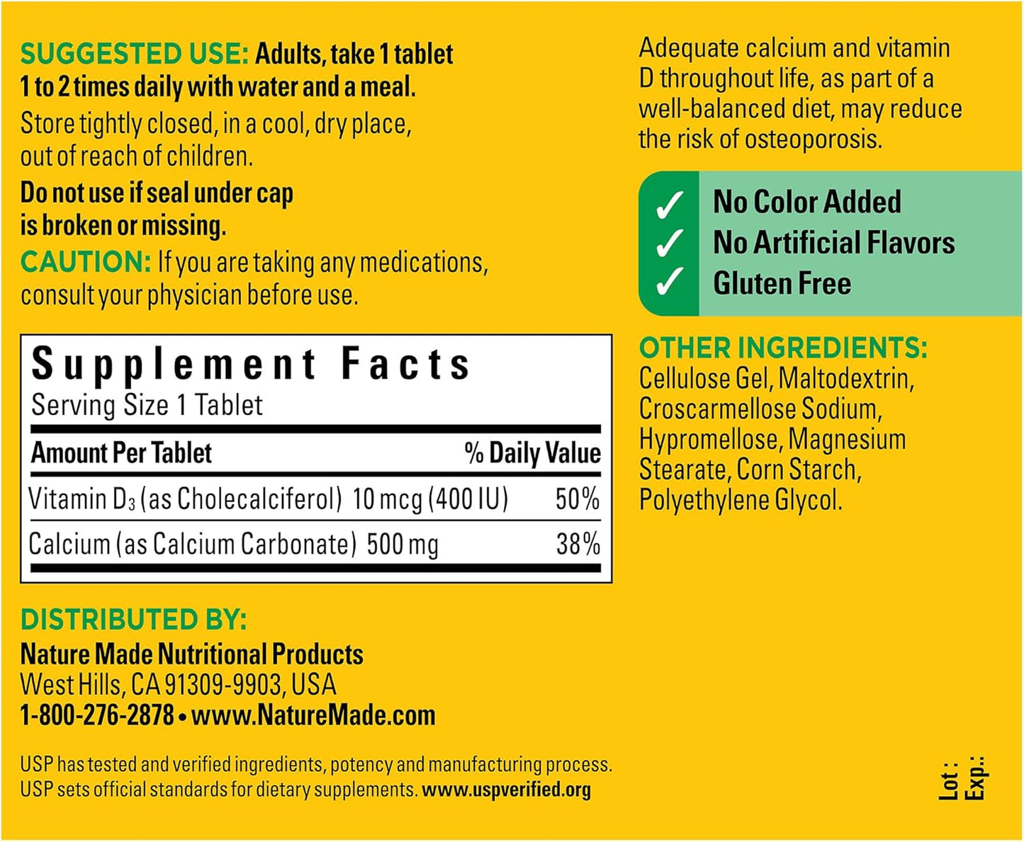 Nature Made Calcium 500 mg with Vitamin D3, Dietary Supplement for Bone Support, 130 Tablets Nirvana Guru