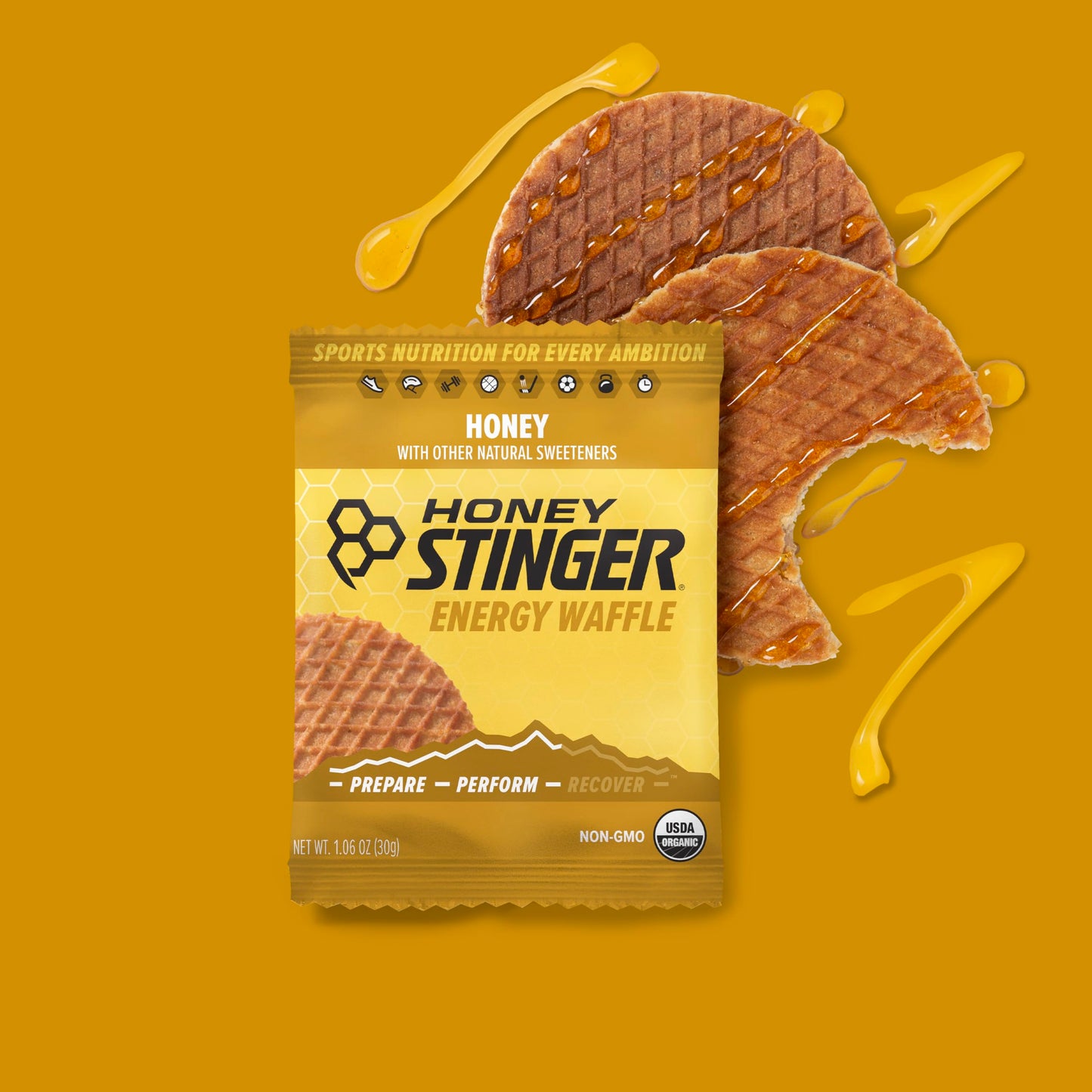 Honey Stinger Organic Honey Waffle Energy Stroopwafel for Exercise, Endurance and Performance Sports Nutrition for Home & Gym, Pre and Post Workout Box of 16 Waffles, 16.96 Ounce (Pack of 16)