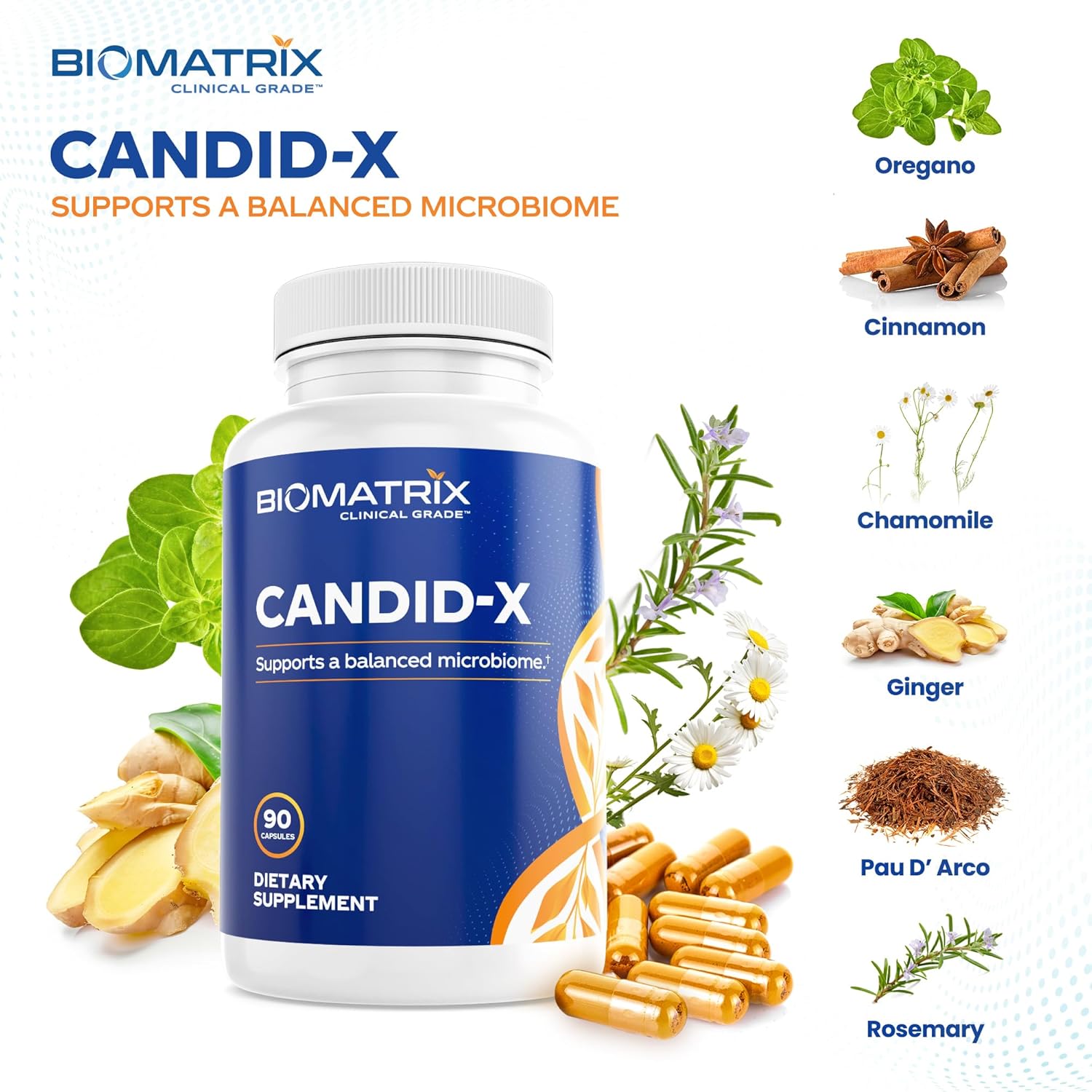 BioMatrix Candid-X Gut Cleanse with Berberine, Oregano, Sodium Caprylate, Chamomile, Ginger, PAU D'arco, Digestive Supplement for Men and Women | 90 Capsules Nirvana Guru