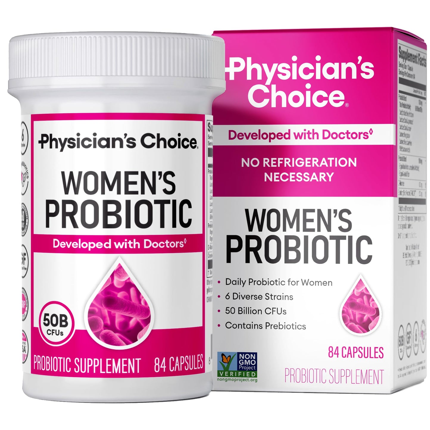 Physician's CHOICE Probiotics for Women - PH Balance, Digestive, UT, & Feminine Health - 50 Billion CFU - 6 Unique Strains for Her - Organic Prebiotics, Cranberry Extract+ - Women Probiotic - 30 CT