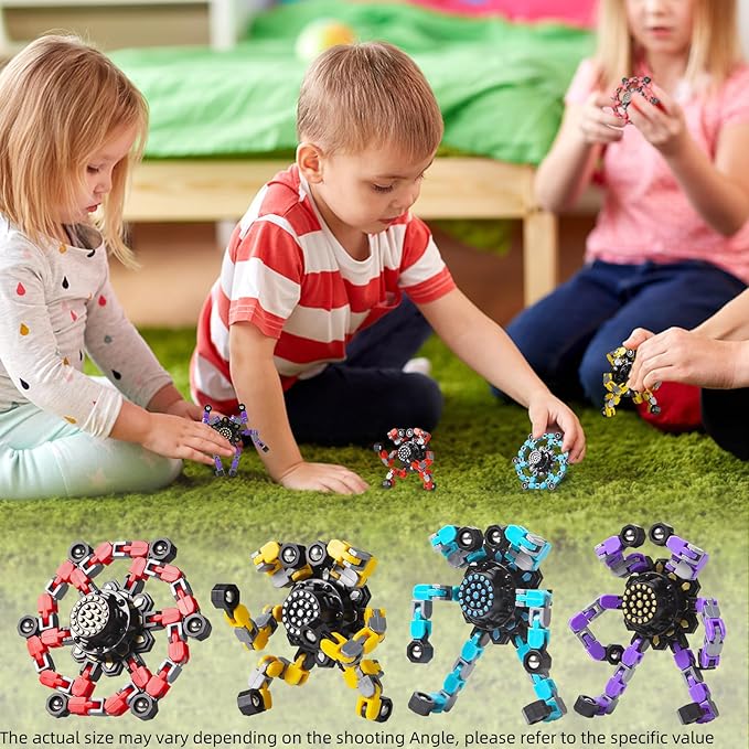 Transformable Fidget Spinners 4 Pcs for Kids and Adults Stress Relief Sensory Toys for Boys and Girls Fingertip Gyros for Party Favors Stocking Stuffers Bulk for Kids nirvanaguru