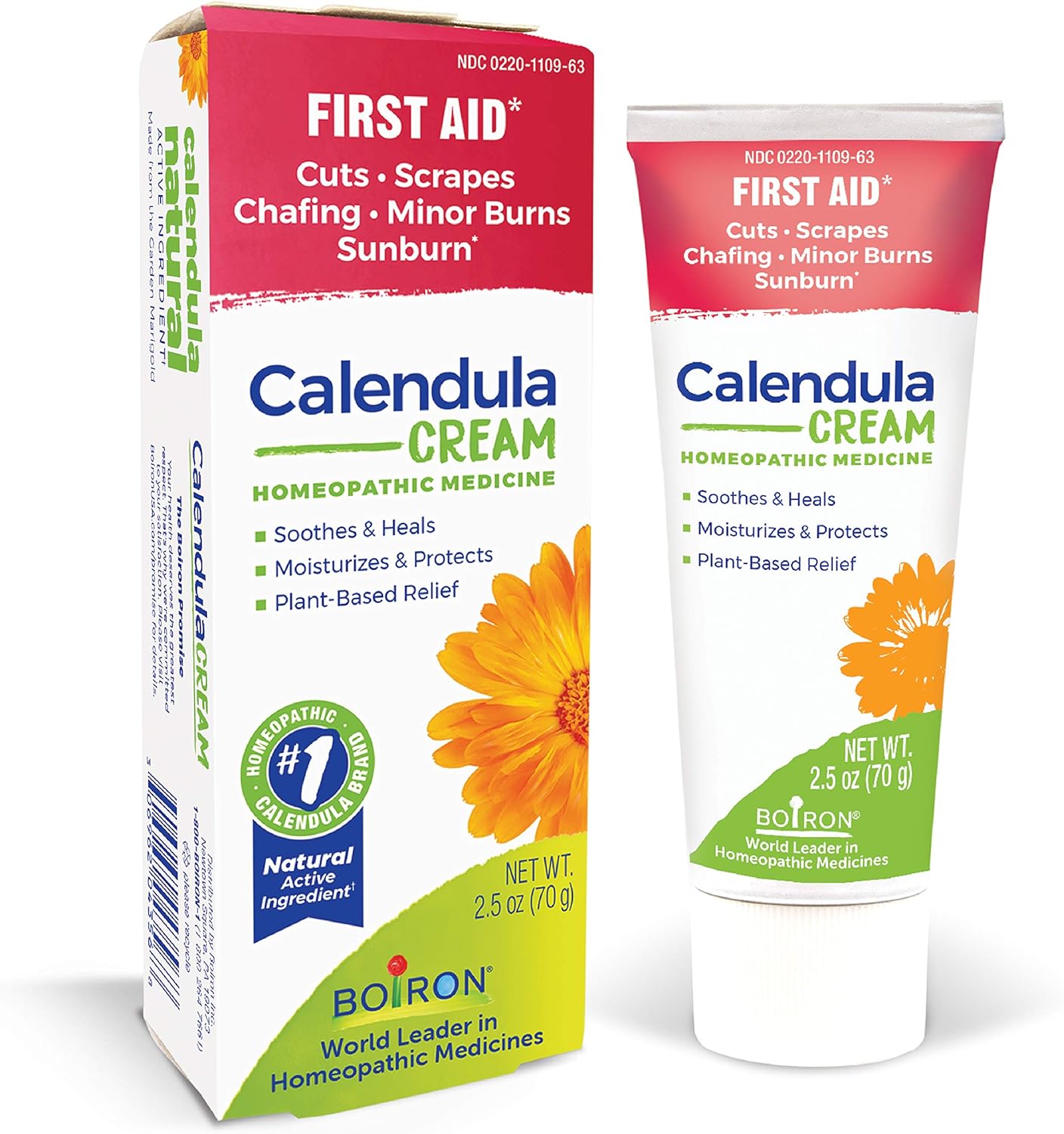 Boiron Calendula Cream for First Aid, Minor Burns, Cuts, Scrapes, Insect Bits and Sunburn - 2.5 oz - Nirvana Guru