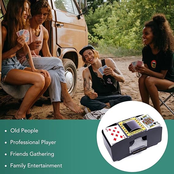 Automatic Card Shuffler, Battery Operated Card Dealer Machine, Electric Casino Card Shuffler for UNO, Blackjack, Texas Hold'em, Home Card Games nirvanaguru
