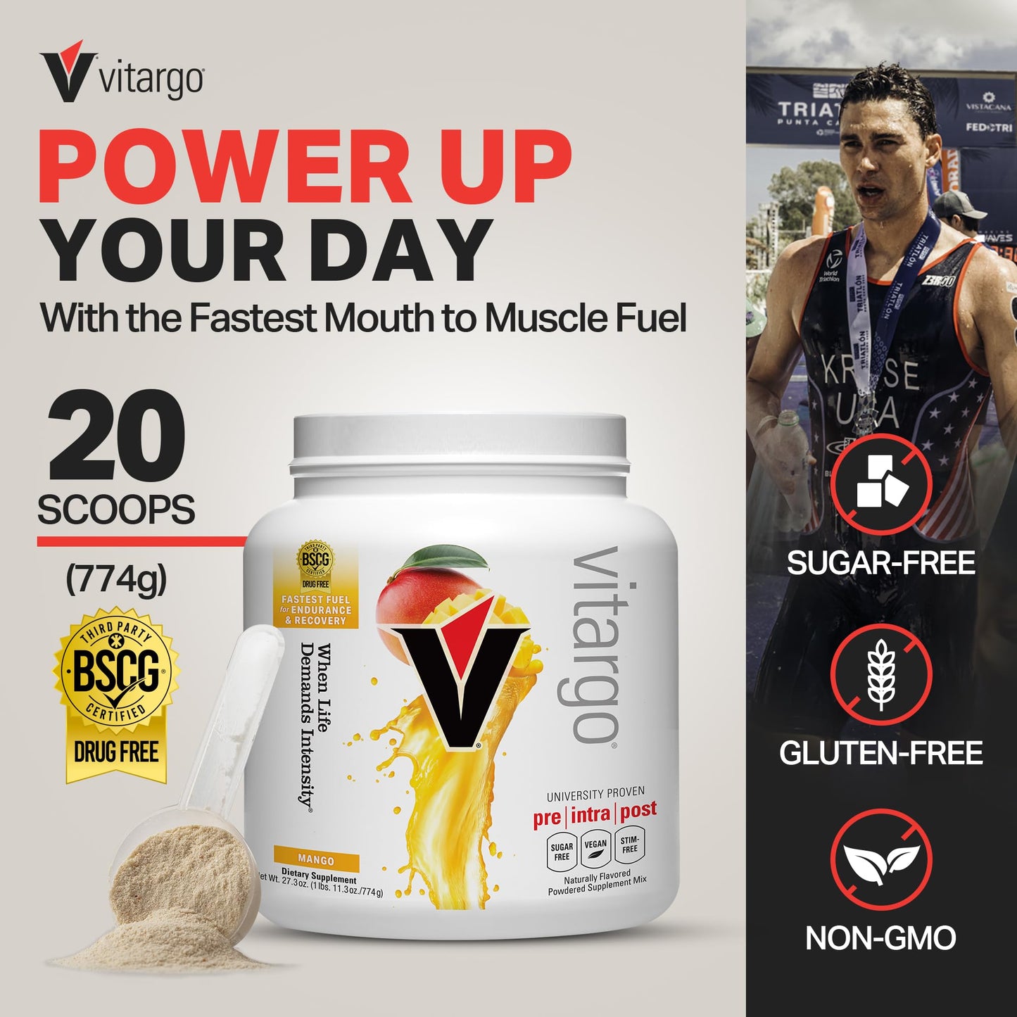 Vitargo Carbohydrate Powder, 2X Faster Absorbing, 4.4 LB Plain, Pre, Intra & Post, Sugar-Free Complex Carb Powder for Recovery, Endurance & Muscle Gain, Made in USA Nirvana Guru