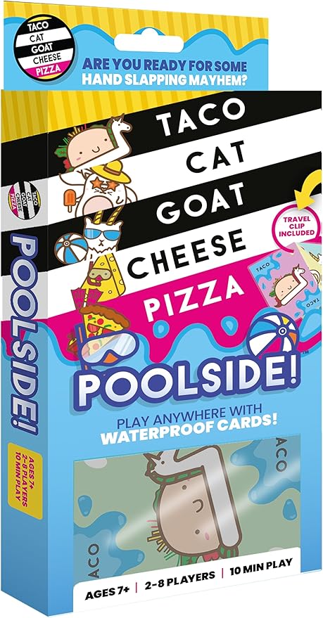 Taco Cat Goat Cheese Pizza Pool Edition Wildly Entertaining Waterproof Card Game for Outdoor Game Days | Easy to Play with 10 Minute Rounds | Fun for Kids, Teens, Adults, and Families | 2-8 Players nirvanaguru