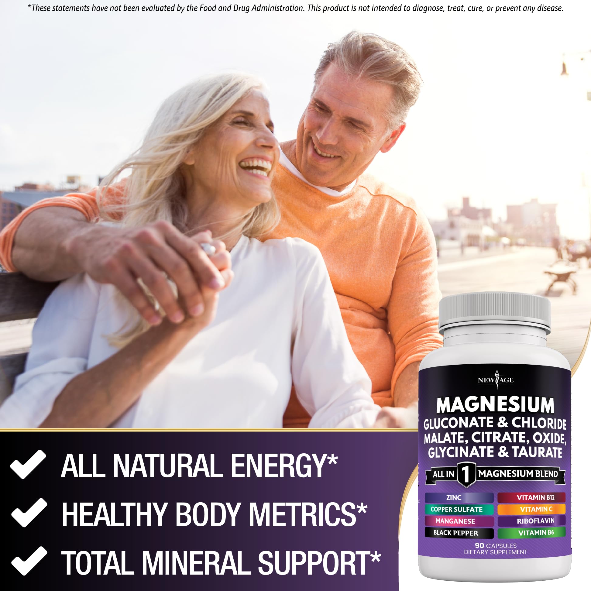 NEW AGE Magnesium Supplement -Powerful Glycinate Citrate Malate Oxide Taurate Aspartate Gluconate Orotate & Mag Chloride Manganese Bone Health and Bone Strength, Joint Support- 180 Count Nirvana Guru