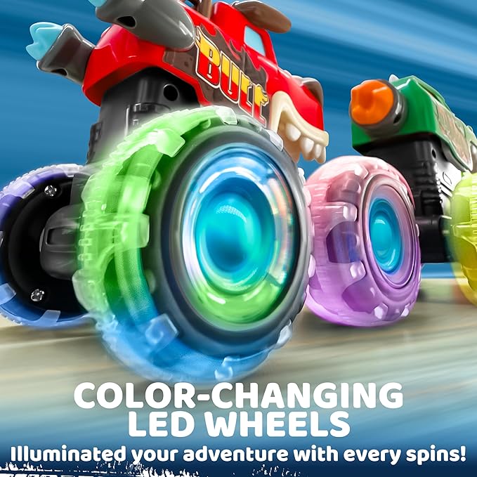 JOYIN 3 Pack Monster Truck Toy - Motion Activated Light-Up Cars for Toddlers - Monster Treads Lightning Wheels - Baby Toy Trucks - Press & Go Cars for Kids Boys Birthday Gifts for Christmas nirvanaguru
