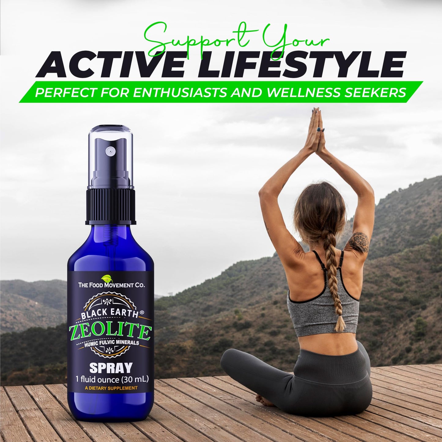 Black Earth Zeolite with Humic Fulvic Acids, Trace Minerals, for Adults and Kids Supports Gut Health, Immune Support, Digestion and Elimination and More 1oz Liquid Pump Spray Supplement Nirvana Guru