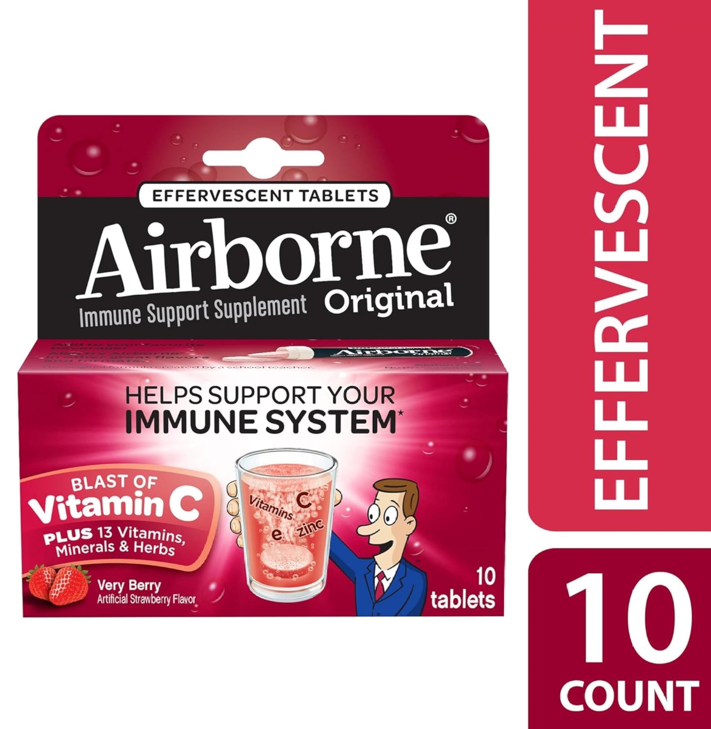 Airborne Very Berry Effervescent Tablets, 10 Count - 1000mg of Vitamin C - Immune Support Supplement (Packaging May Vary) (Pack of 3) Nirvana Guru