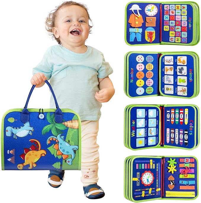Winblo Toddler Busy Board - Montessori Toys for Toddler Boy Birthday Gift, Educational Learning Sensory Busy Book for Toddler Boys, Toddlers Activities Travel Toys for Airplane Car nirvanaguru