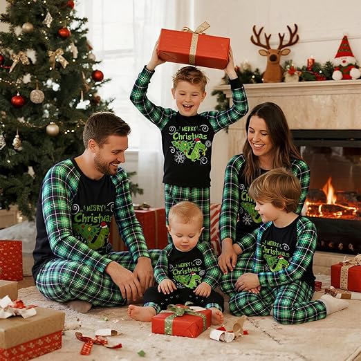 Matching Christmas Pajamas for Family Cute Printed Xmas Pajamas Set Holiday Family Sleepwear Sets for Womens Couples nirvanaguru