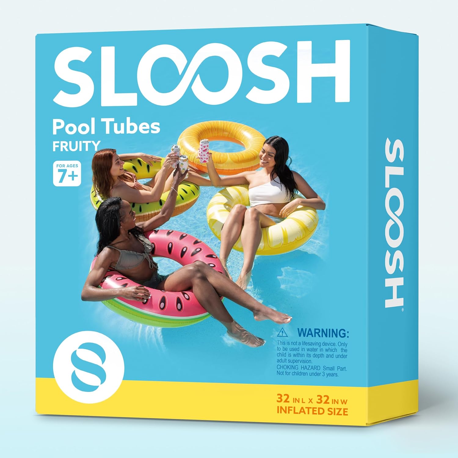 Sloosh 4 Pack Inflatable Pool Floats, Pool Tube Rings, Swim Tubes, Floaties Toys, Beach Swimming Party Toys for Kids and Adults Nirvana Guru