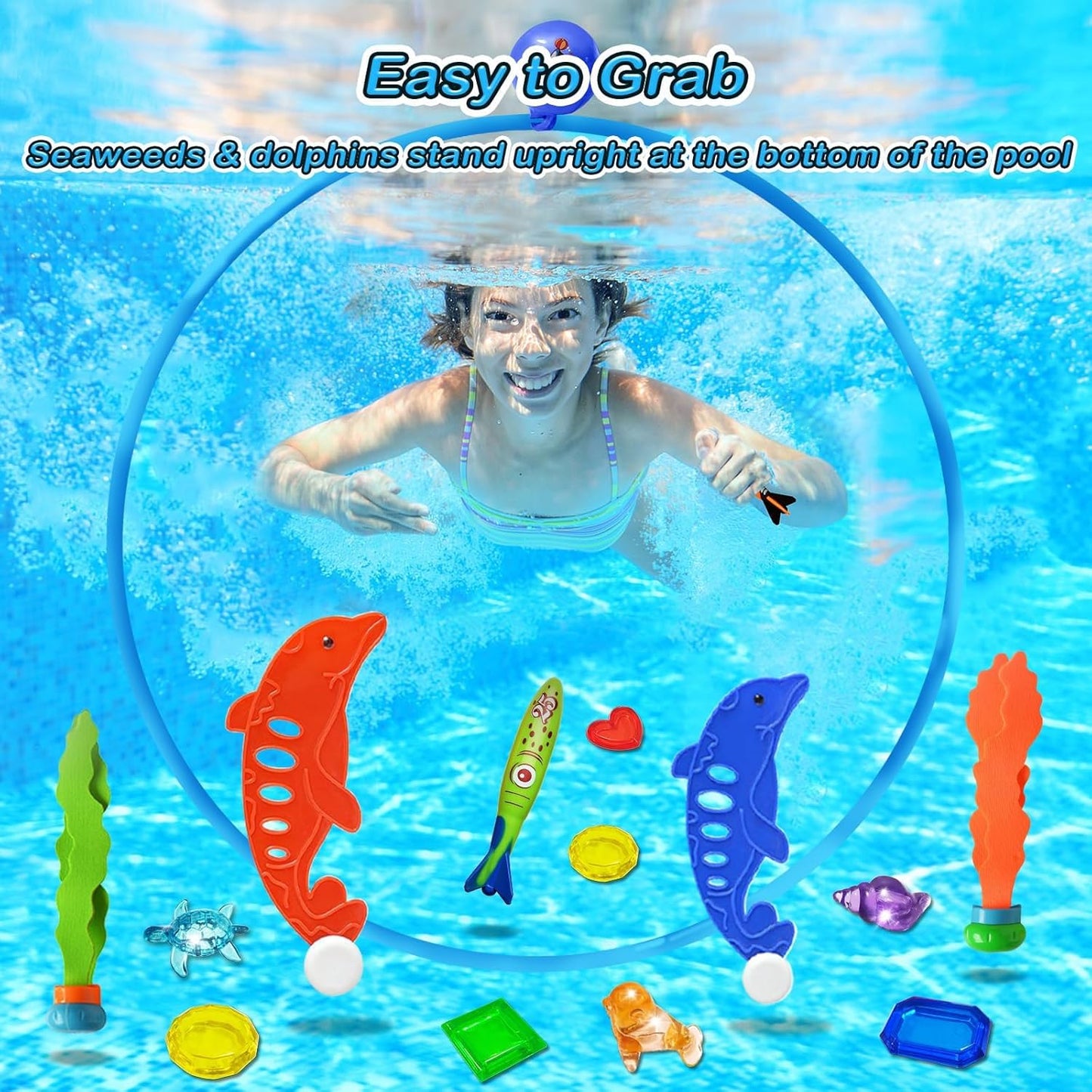 Jasonwell Pool Toys Diving Rings - 28PCS Swim Thru Rings Pool Game Diving Toys with Dive Ring Underwater Treasures Torpedo Bandits Fish Toy Fun Water Swimming Toy for Boys Girls Kids Teens Adults Nirvana Guru