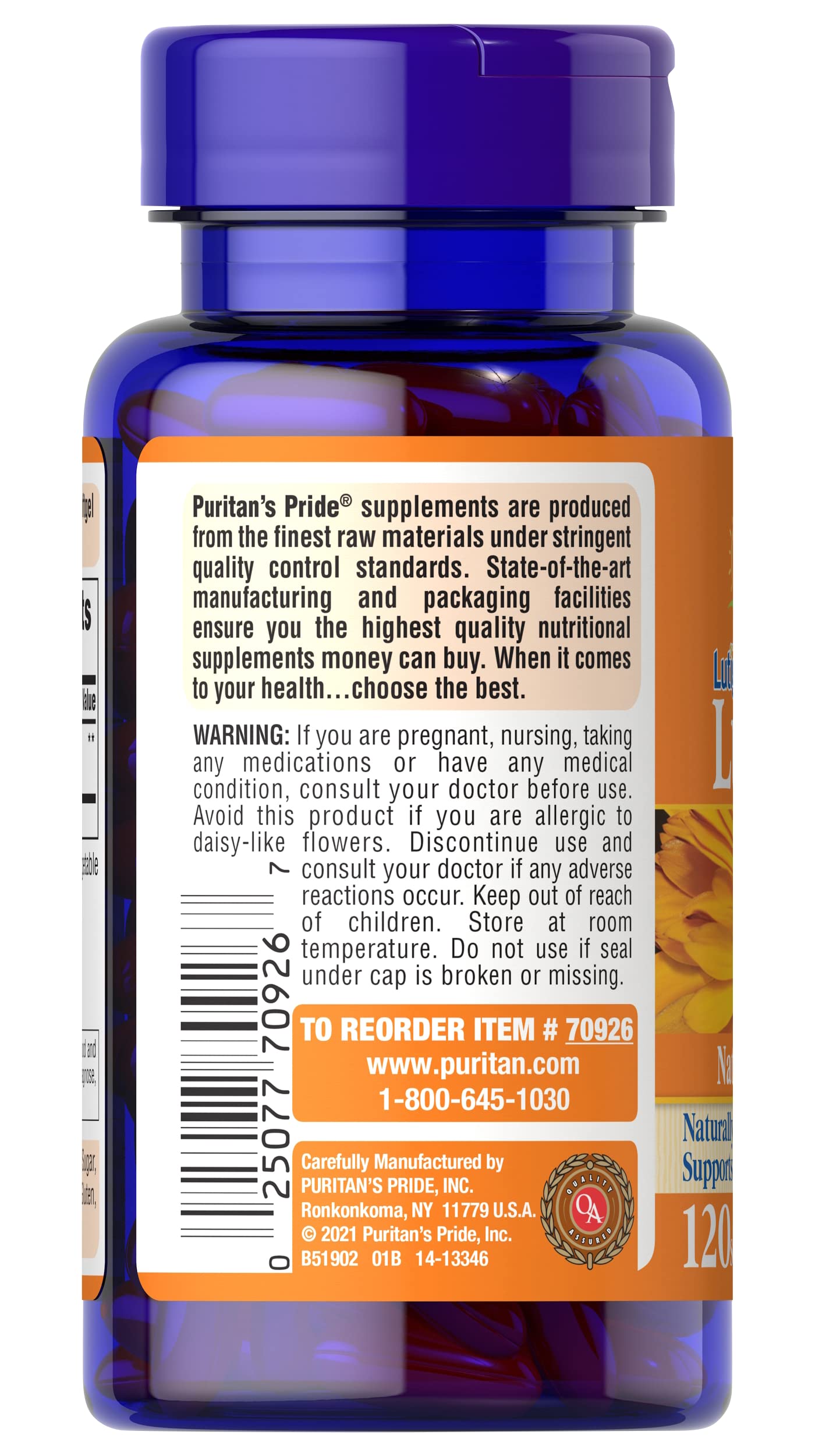 Puritan's Pride Premium Lutigold Lutein Carotenoid 40mg with Zeaxanthin for Men and Women, Dietary Supplement for Eye Health Support, 8 Month Supply, 120 Easy-to-Swallow Softgels Nirvana Guru
