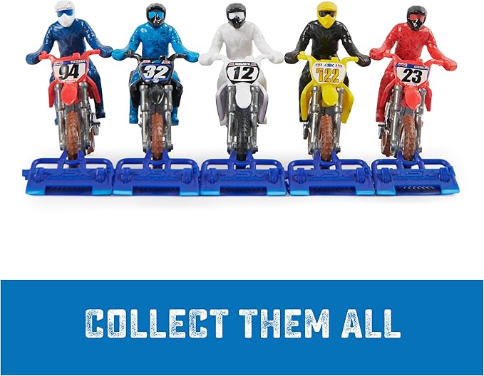 Supercross, Authentic 5-Pack of 1:24 Scale Die-Cast Motorcycles with Rider Figure, Toy Moto Bike for Kids and Collectors Ages 3 and up nirvanaguru