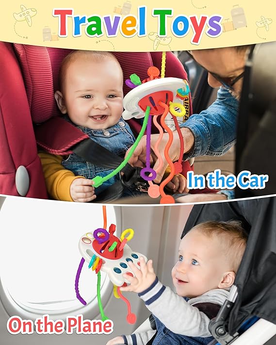 Yetonamr Baby Sensory Montessori Toys for 6-12-18 Months, Pull String Silicone Teething Toy, Toddler Birthday Gift Travel Toy for 1 2 Year Old Boy Girl Infant 8 9 10 Months Old nirvanaguru