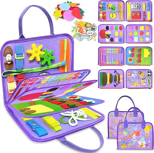 Exorany Busy Board Montessori Toys for Toddler Boy Girl Birthday Gifts, Busy Book Sensory Learning Toys for Toddlers, Toddler Airplane Car Travel Toy Educational Activities nirvanaguru