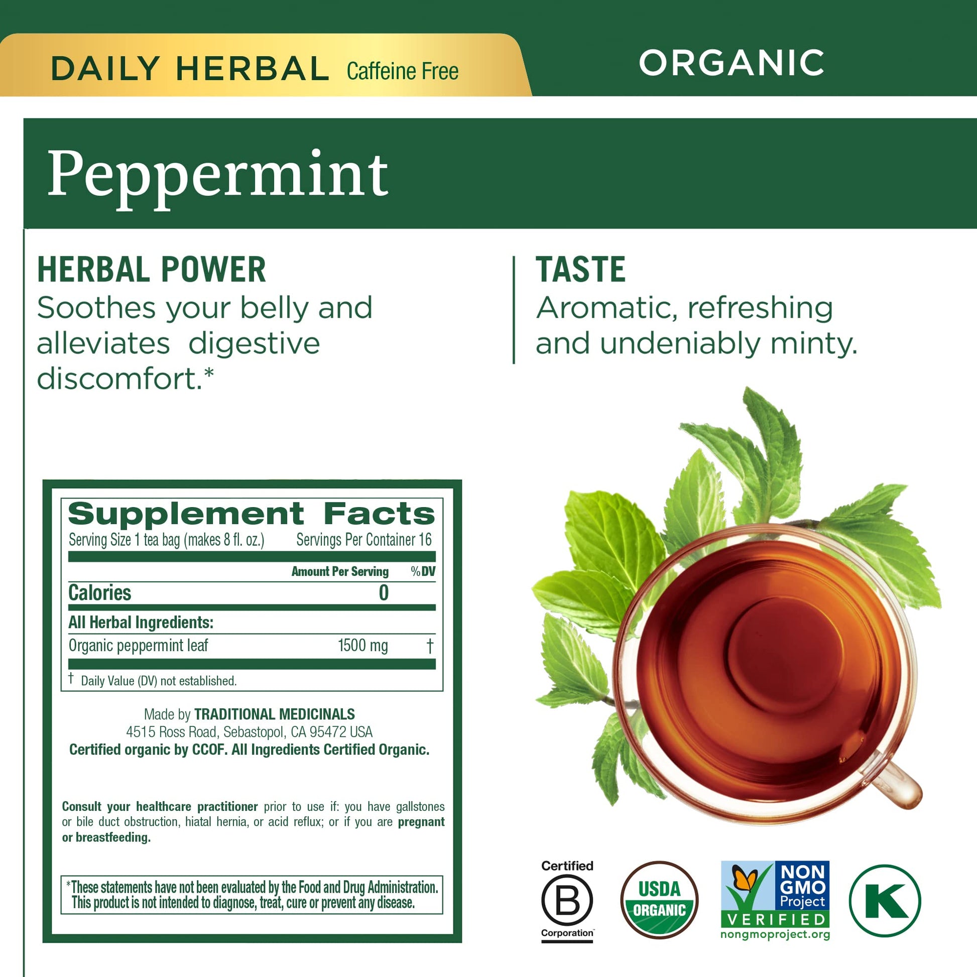 Traditional Medicinals Organic Red Clover, Caffeine Free, 16 Wrapped Tea Bags, 1.13 oz (32 g) - Nirvana Guru