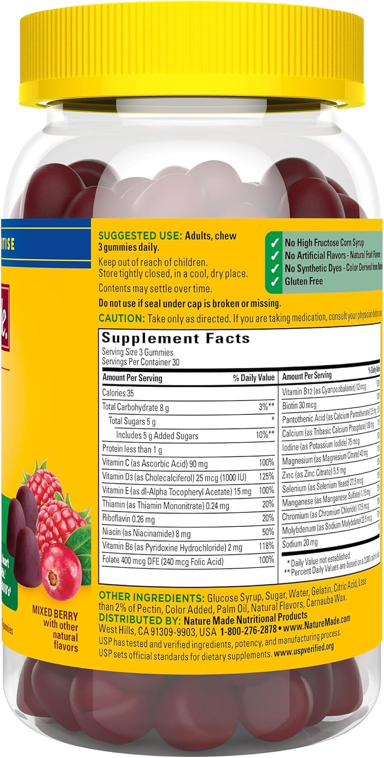 Nature Made Advanced Multivitamin Gummies for Adults with Magnesium Citrate, Calcium & All 8 B Vitamins, Daily Nutritional Support, 90 Gummies, 30 Day Supply - Nirvana Guru