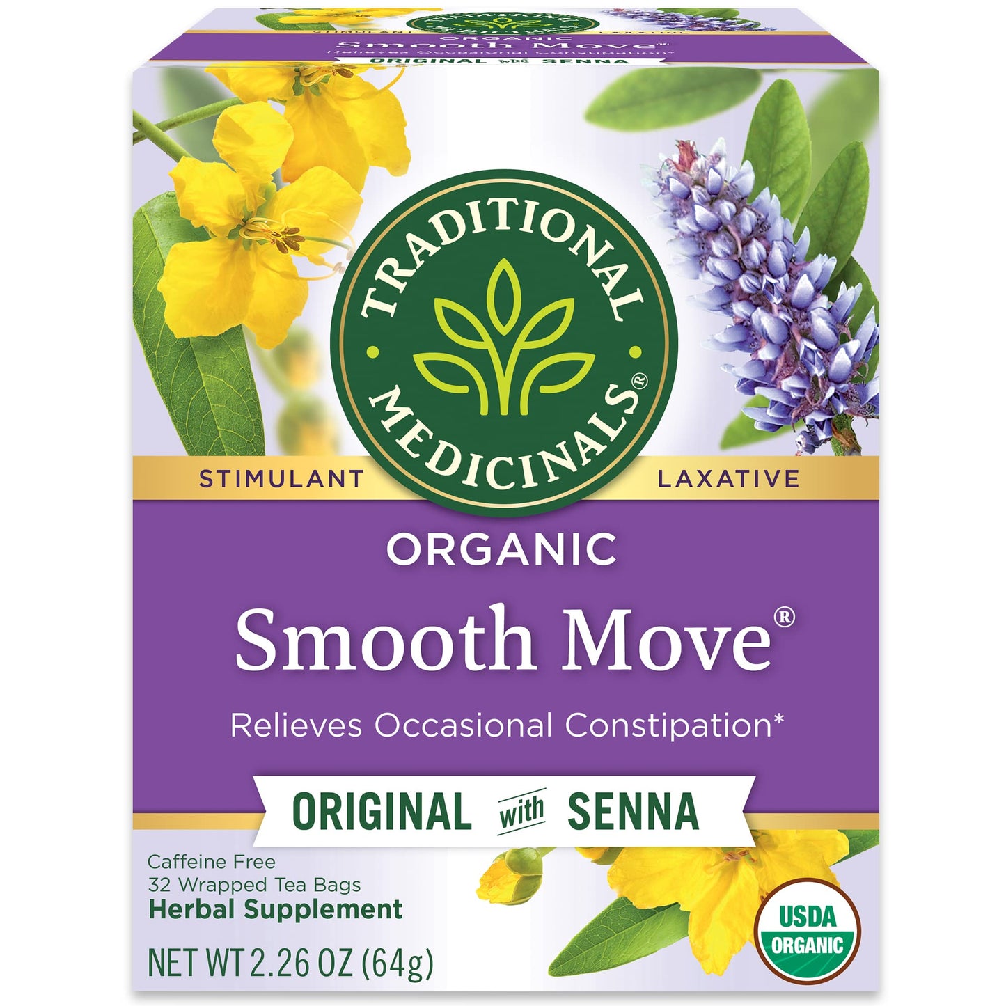 Traditional Medicinals Tea, Organic Smooth Move Peppermint, Relieves Occasional Constipation, Senna, 16 Tea Bags - Nirvana Guru