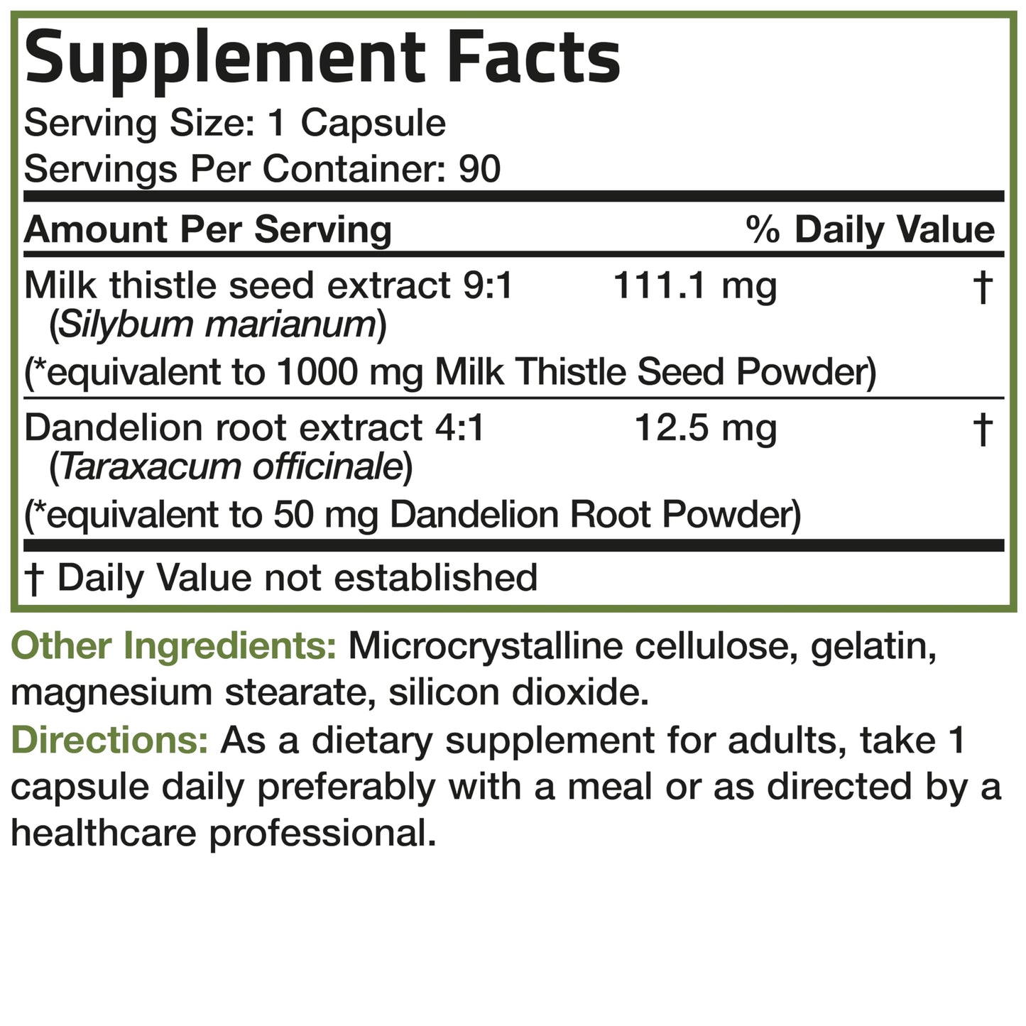 Bronson Milk Thistle Silymarin Marianum & Dandelion Root Liver Health Support, Antioxidant Support, Detox, 120 Capsules