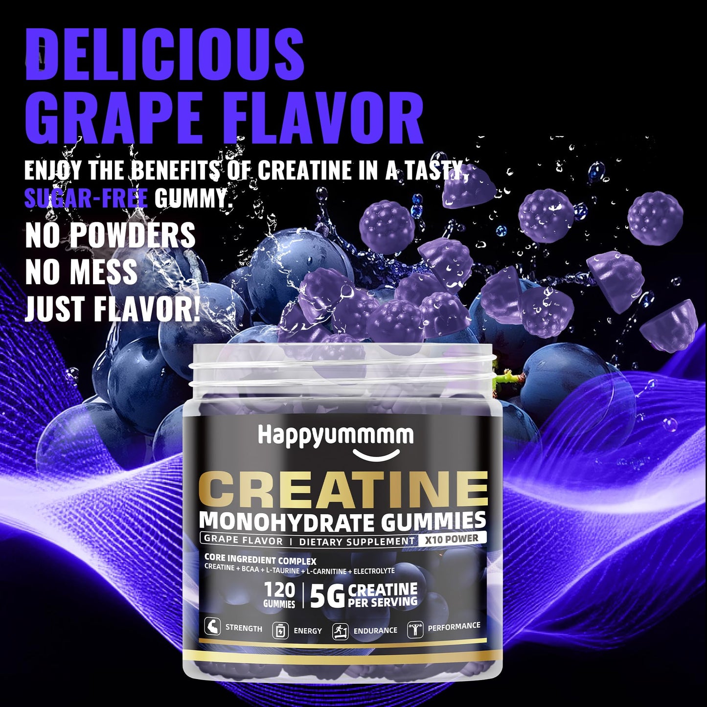 Creatine Monohydrate Gummies 5000mg for Men & Women, Chewables Creatine Monohydrate for Muscle Strength, Muscle Builder, Energy Boost, Pre-Workout Supplement(90 Count)-Strawberry.