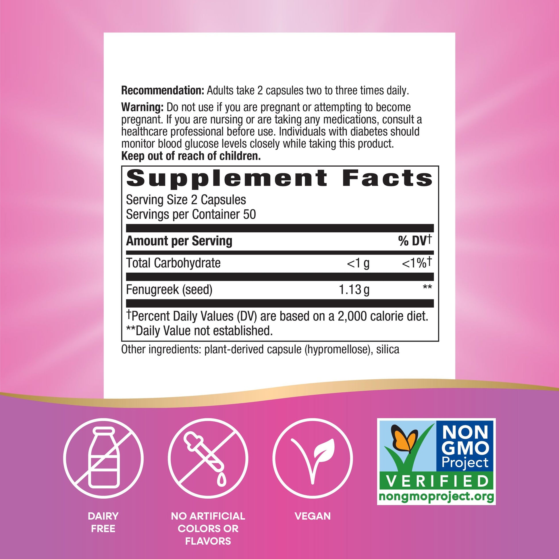 Nature's Way Fenugreek Seed Supplement, Fenugreek for Traditional Breastfeeding Lactation Support*, Non-GMO Project Verified, Vegan, 100 Capsules (Packaging May Vary) Nirvana Guru